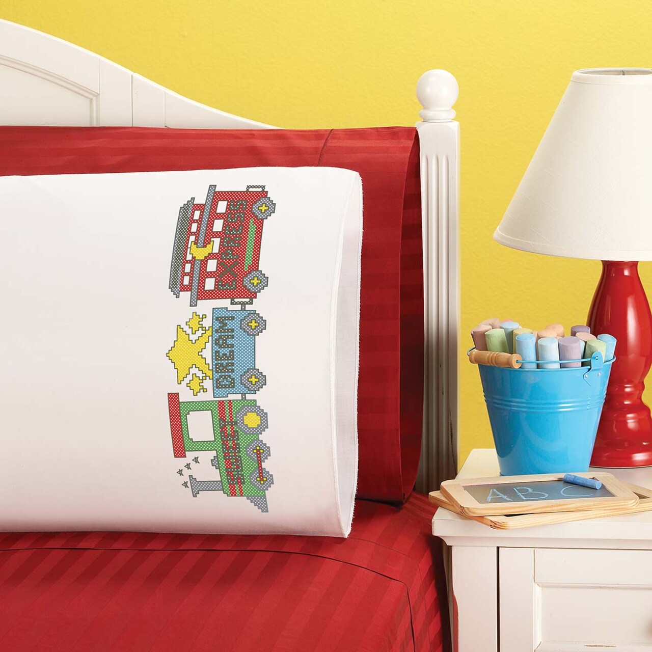 Herrschners Dreamland Express Kid's Pillowcase Stamped Cross-Stitch Kit